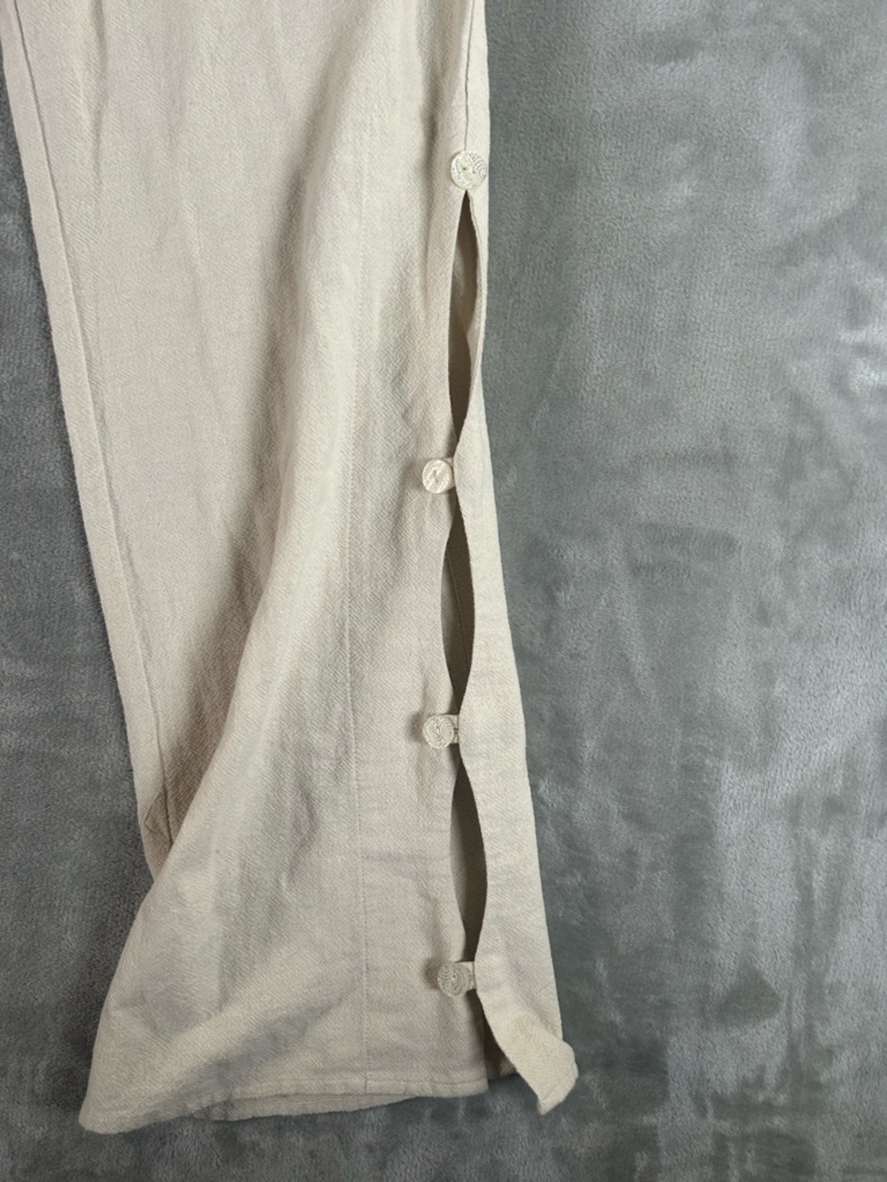 Soft surroundings Light Beige Button-Accent Wide Leg Pants - Picture 4 of 10